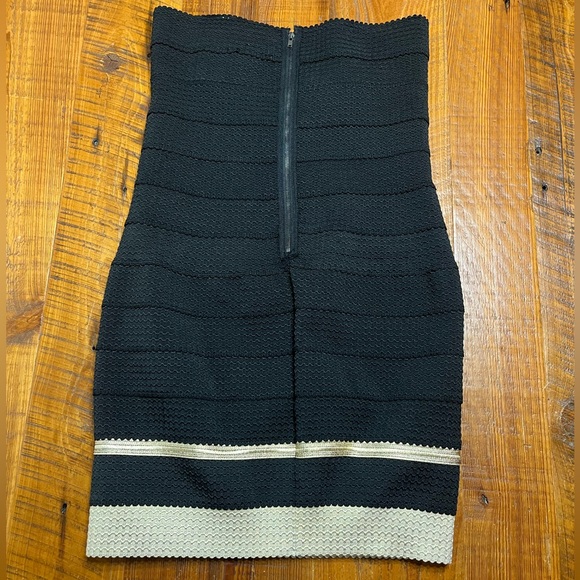 Sans Souci NWT Black & Gold Strapless Bodycon Bandage Dress Size Large - Picture 2 of 7